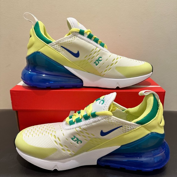 NIB  Big Kid's Nike Air Max 270 White/Light Lemon Twist/Stadium Green - Picture 4 of 6